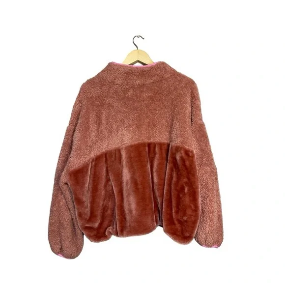 UGG Women’s Marlene Sherpa Full Zip Jacket Pink/Mauve L - Picture 2 of 5